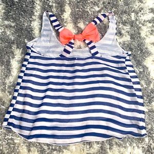 Stripped tank with pink bow & Crisscrossed back